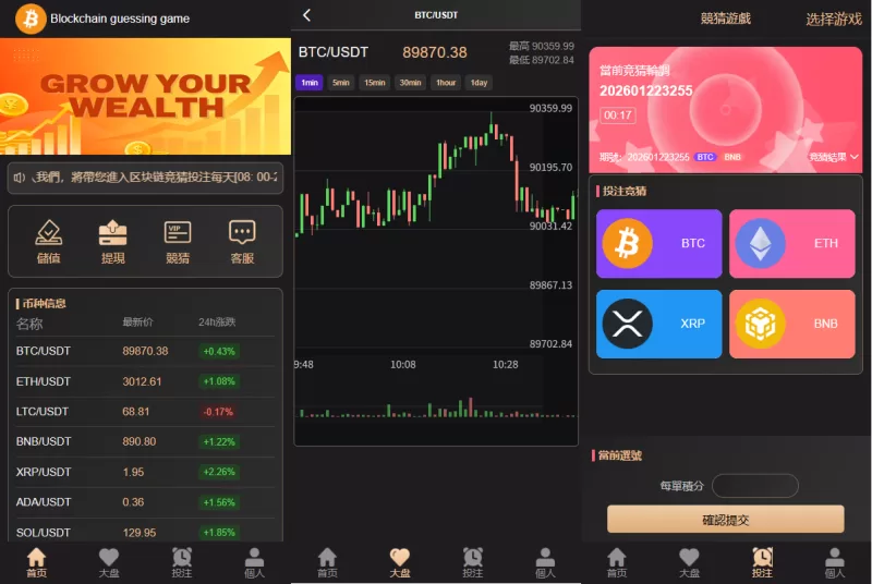 海外虚拟币竞猜投注/区块链竞猜游戏/开奖预设-海外源码商